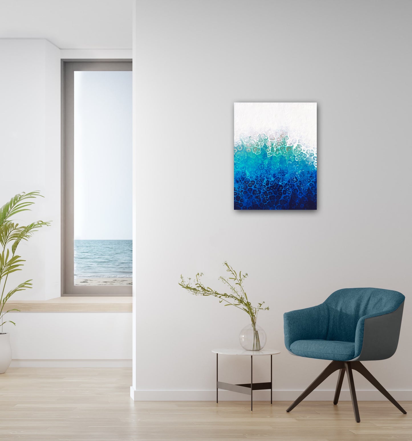 abstract fluid blue painting, abstract art, home decor, wall art