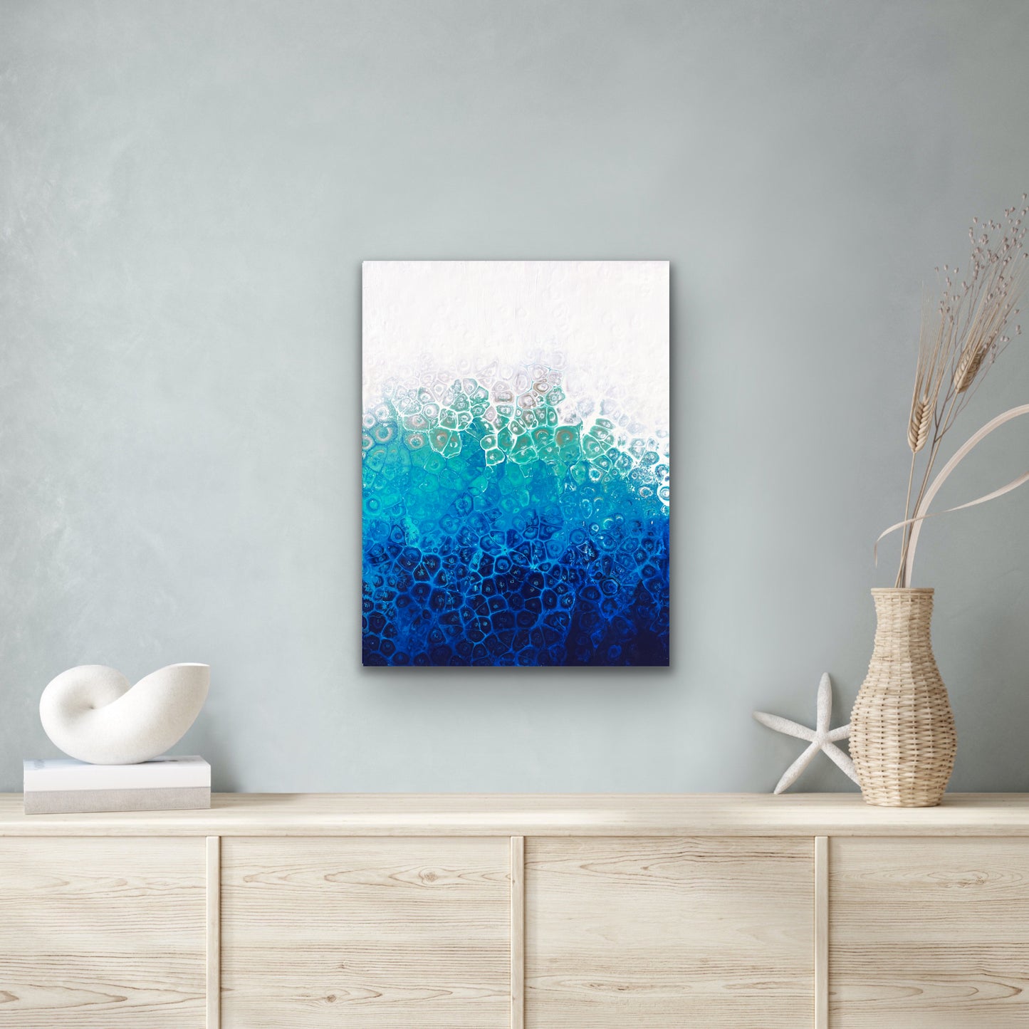 abstract fluid blue painting, abstract art, home decor, wall art