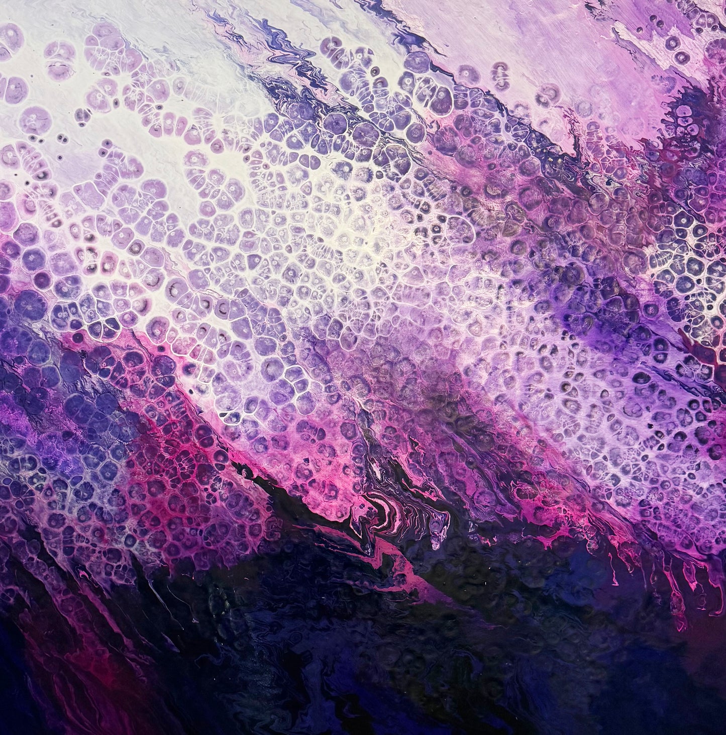 Abstract art with purple, pink, and black colors