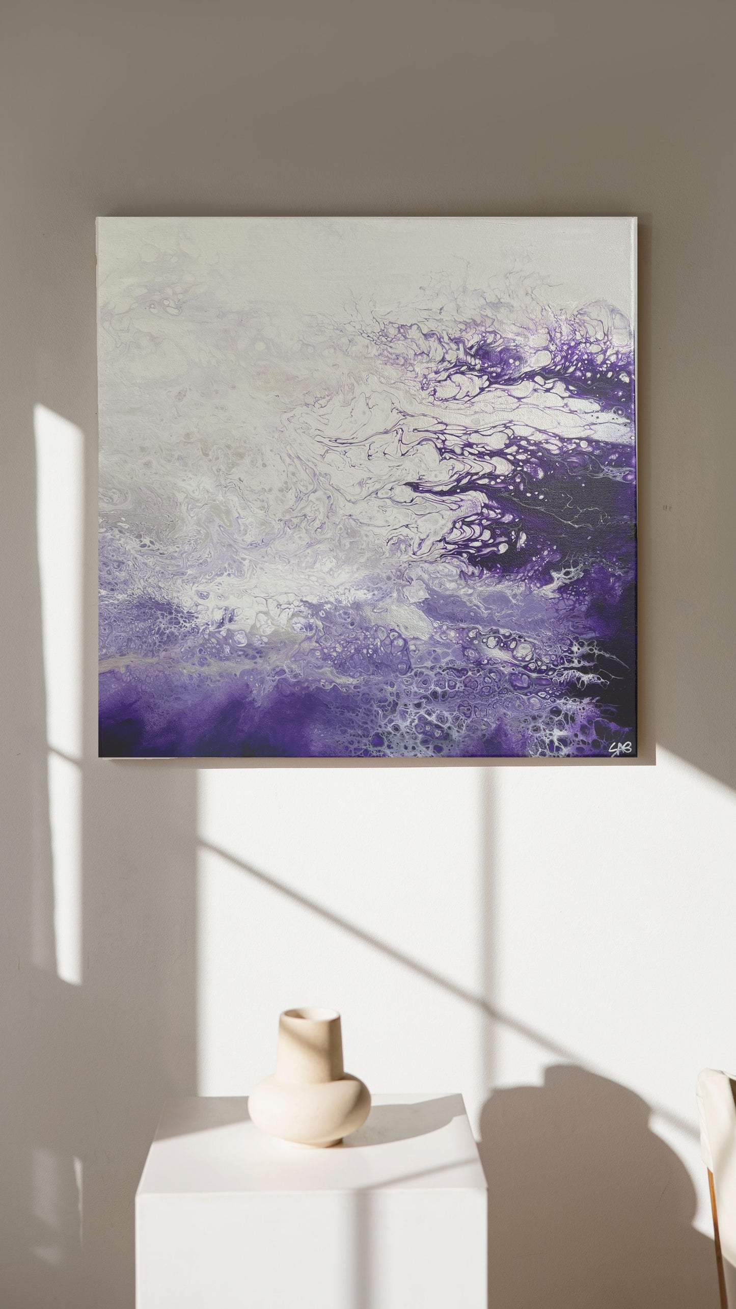 purple abstract fluid painting, wall decor wall art home decor
