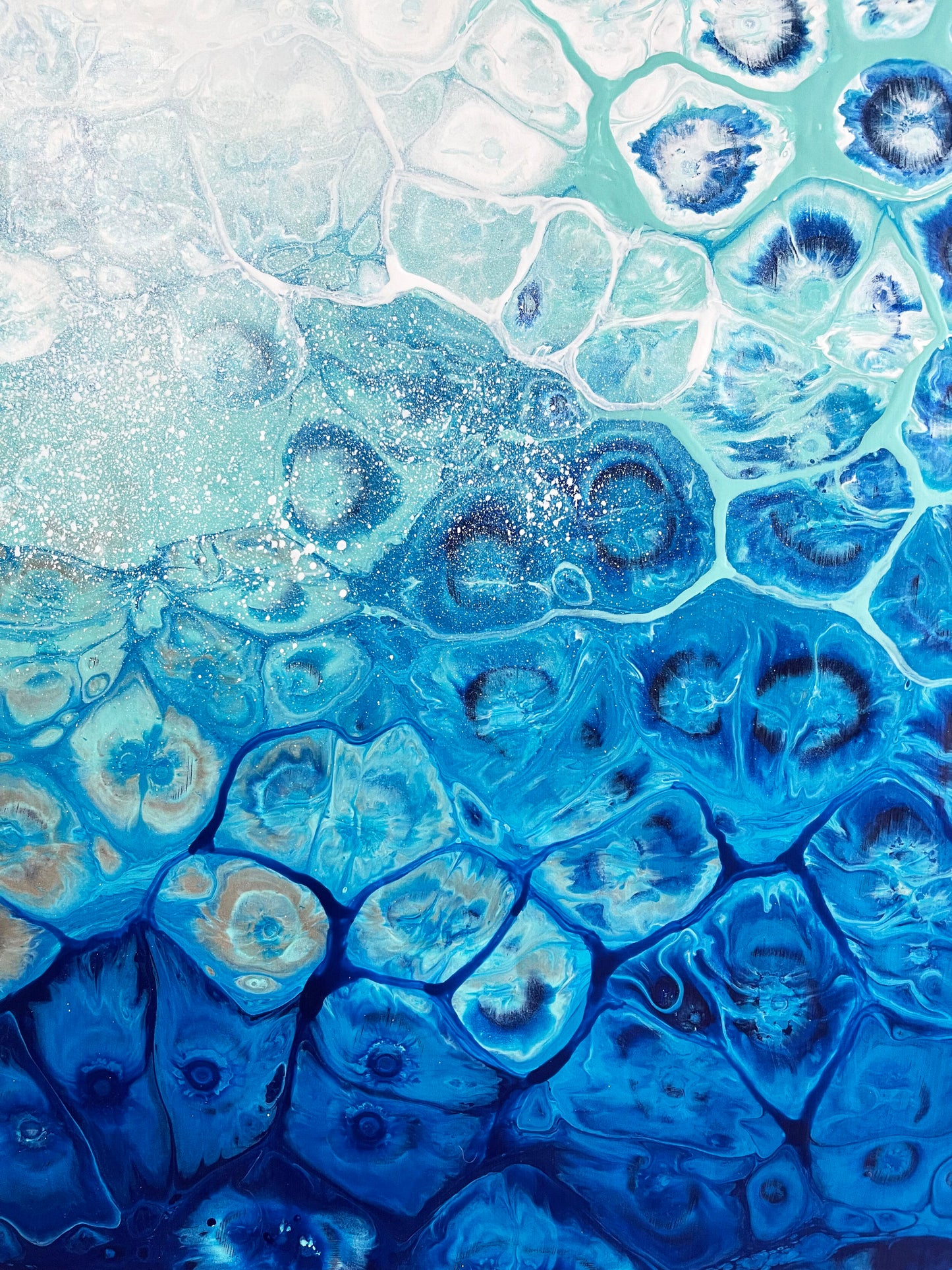 abstract blue painting ocean fluid artwork wall art decor