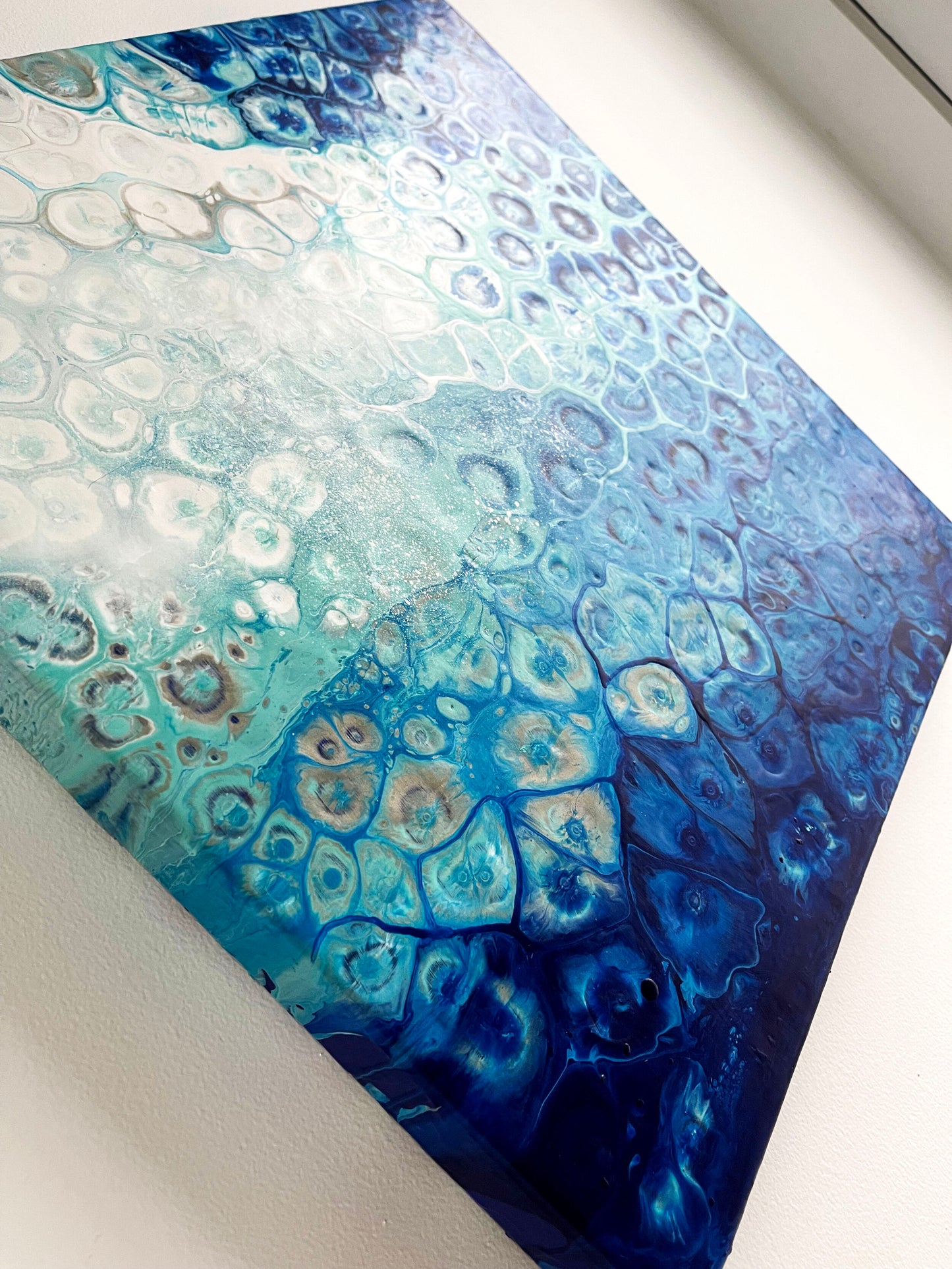 abstract blue painting ocean fluid artwork wall art home decor