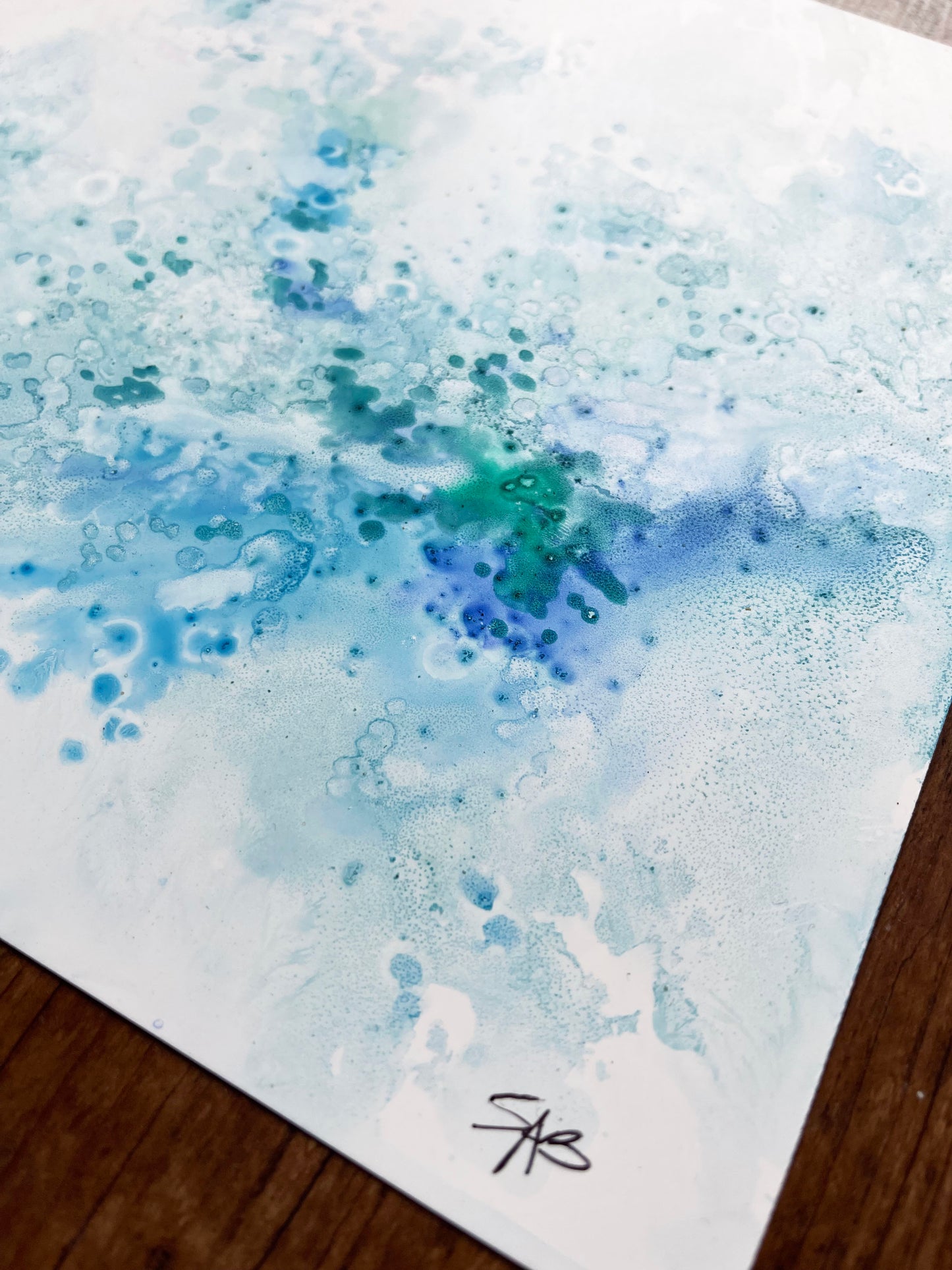 blue abstract watercolor artwork, home decor, wall decor