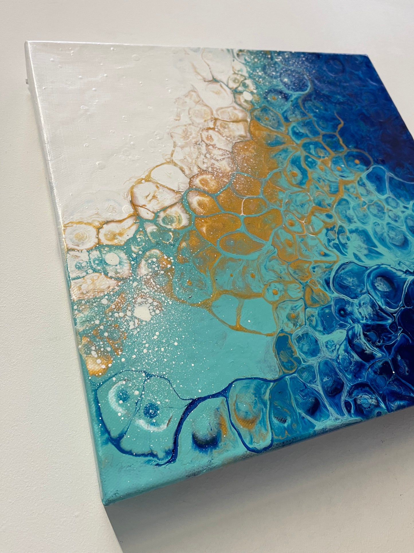 abstract ocean art blue fluid painting home decor wall art