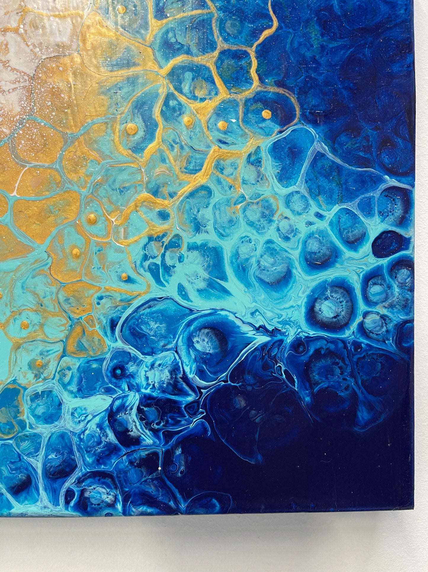 abstract ocean art blue fluid painting home decor wall art