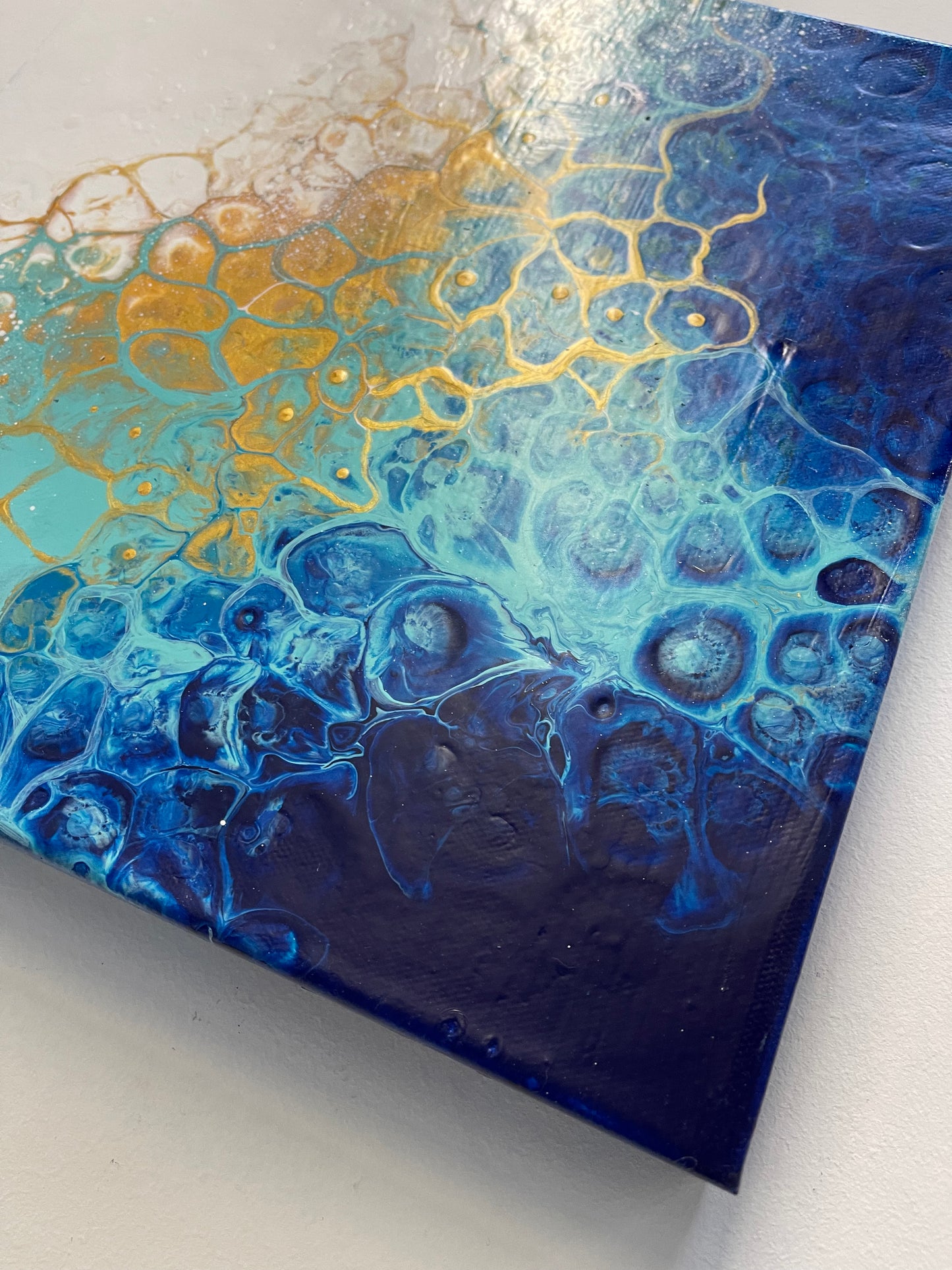 abstract ocean art blue fluid painting home decor wall art
