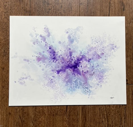 abstract purple watercolor painting wall art home decor