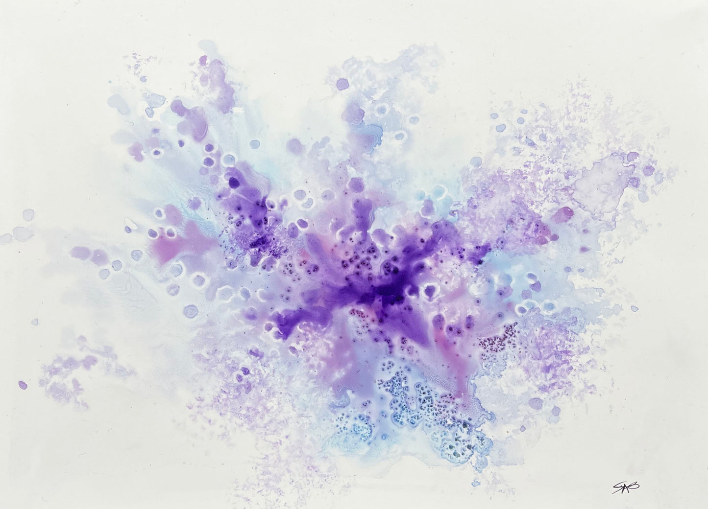 abstract purple watercolor painting wall art home decor