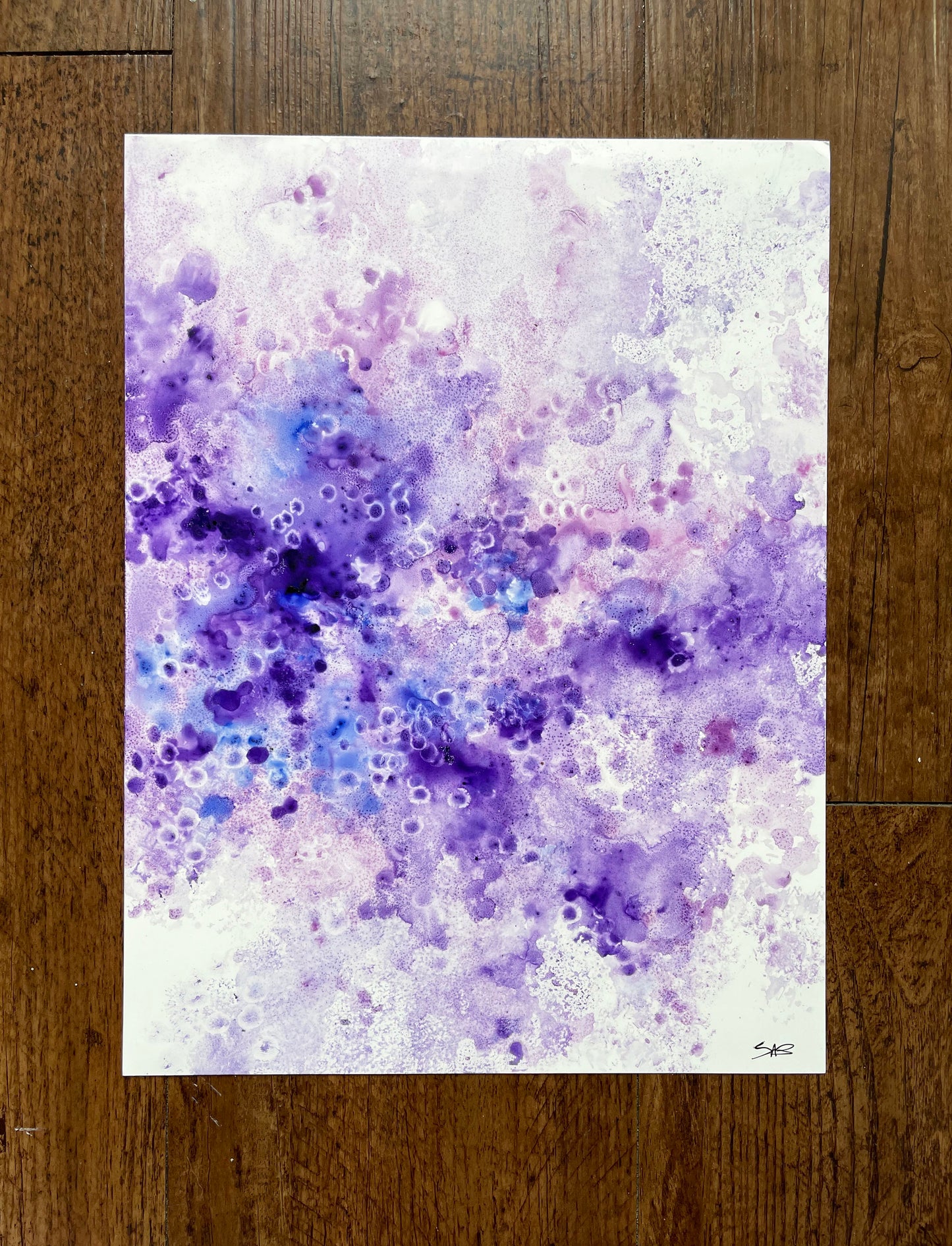 abstract purple watercolor painting, wall art, home decor