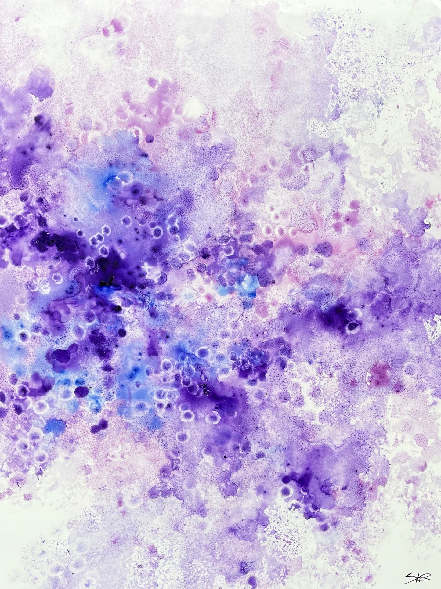 abstract purple watercolor painting, wall art, home decor