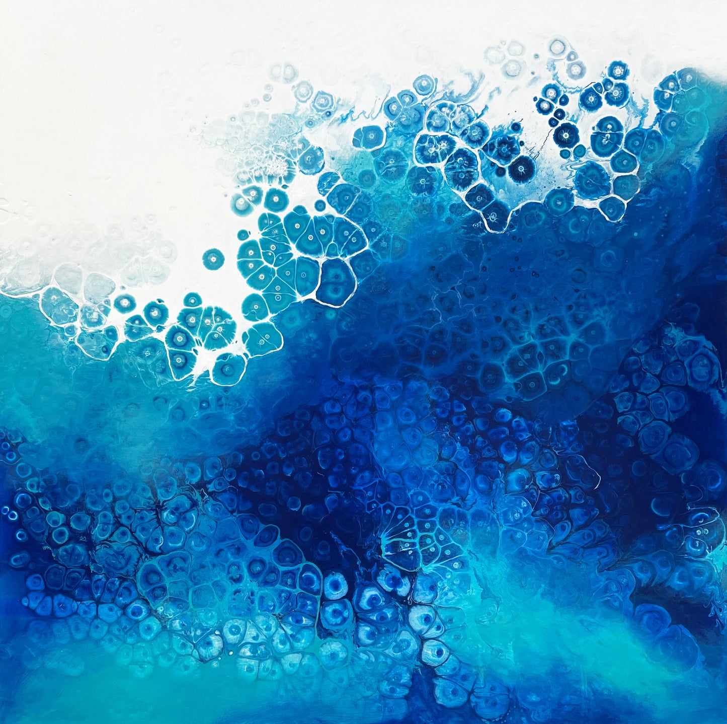 abstract ocean art blue fluid painting wall art home decor