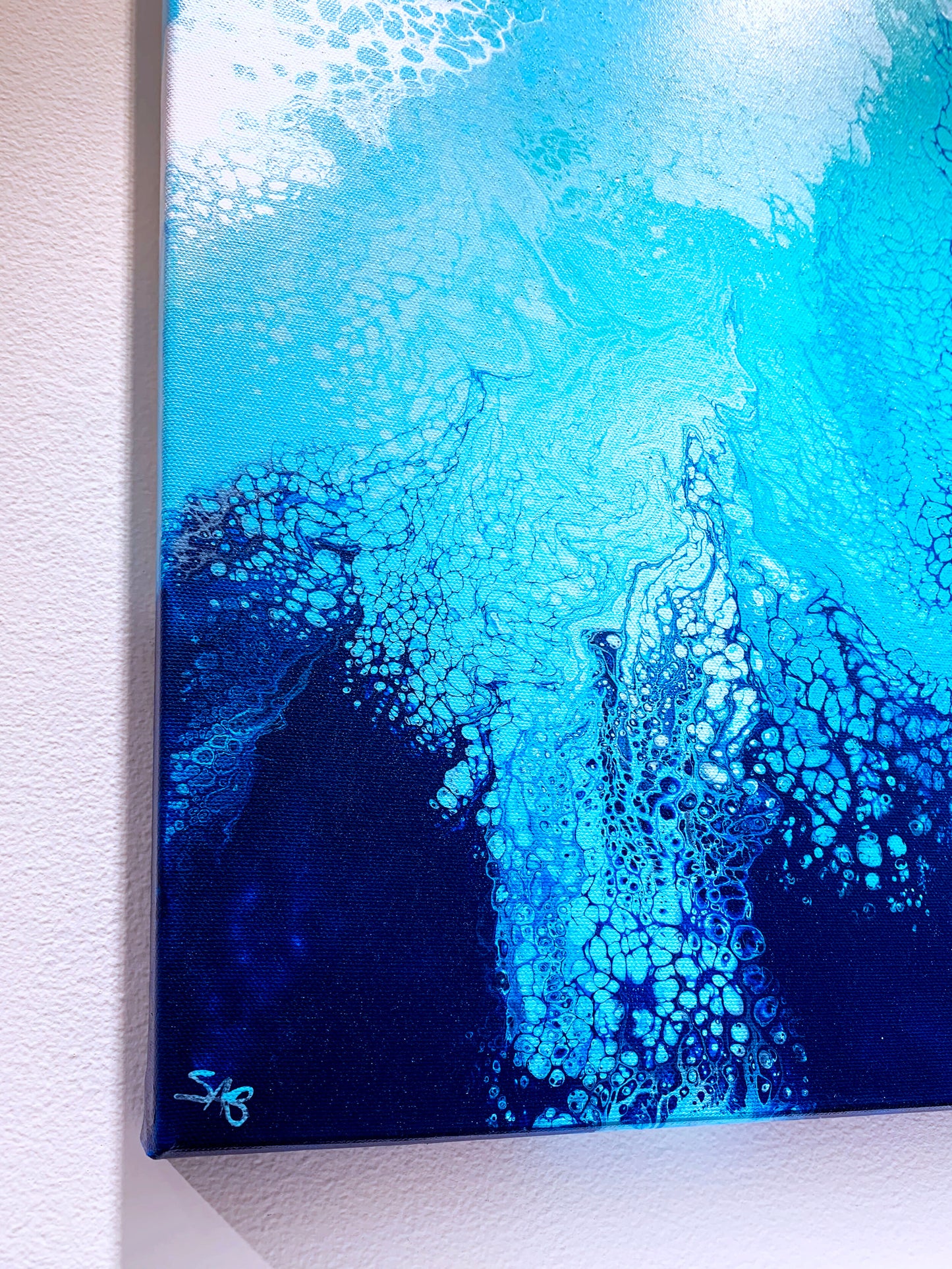 abstract ocean art blue fluid painting wall art home decor