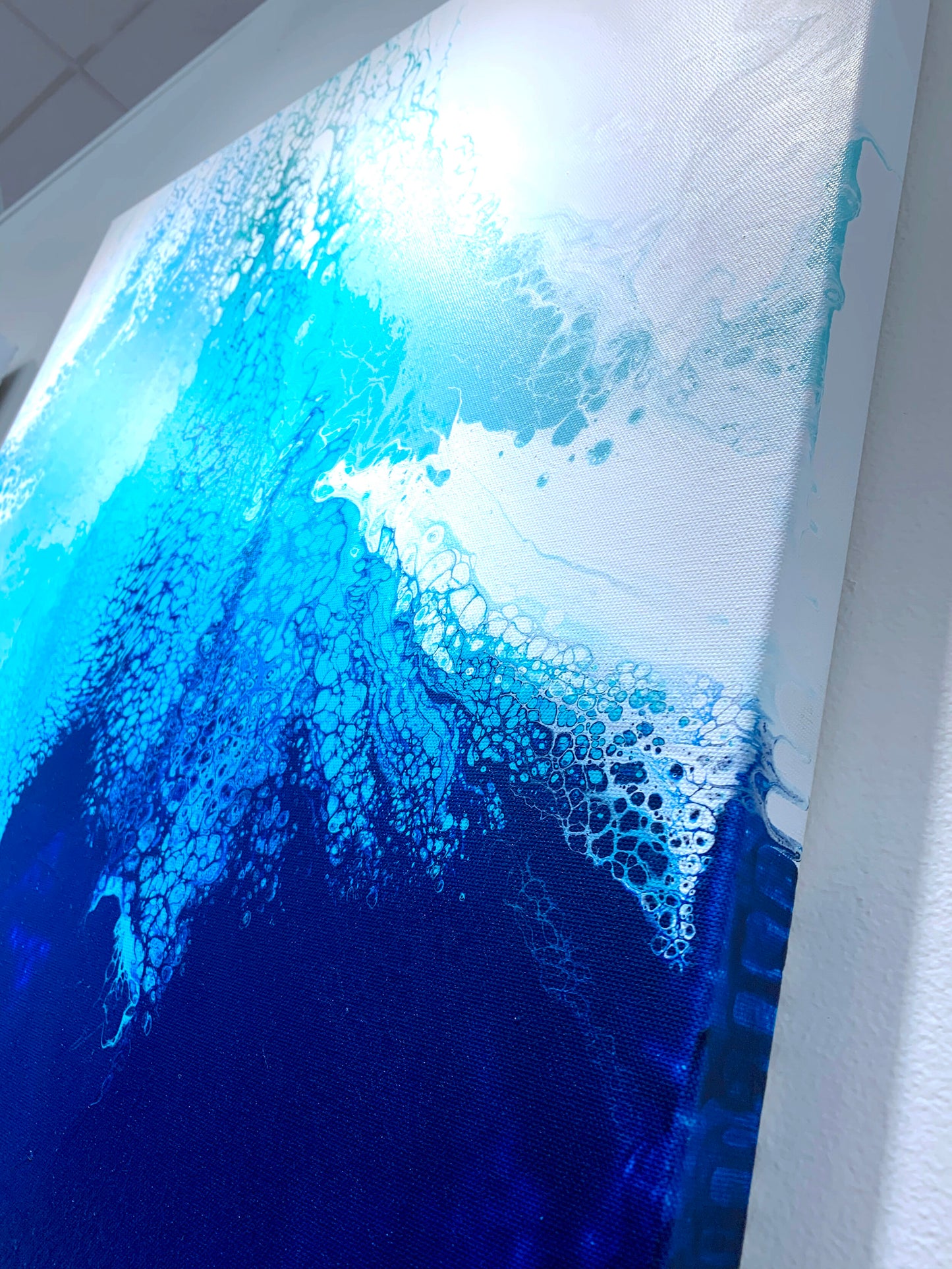 abstract ocean art blue fluid painting wall art home decor