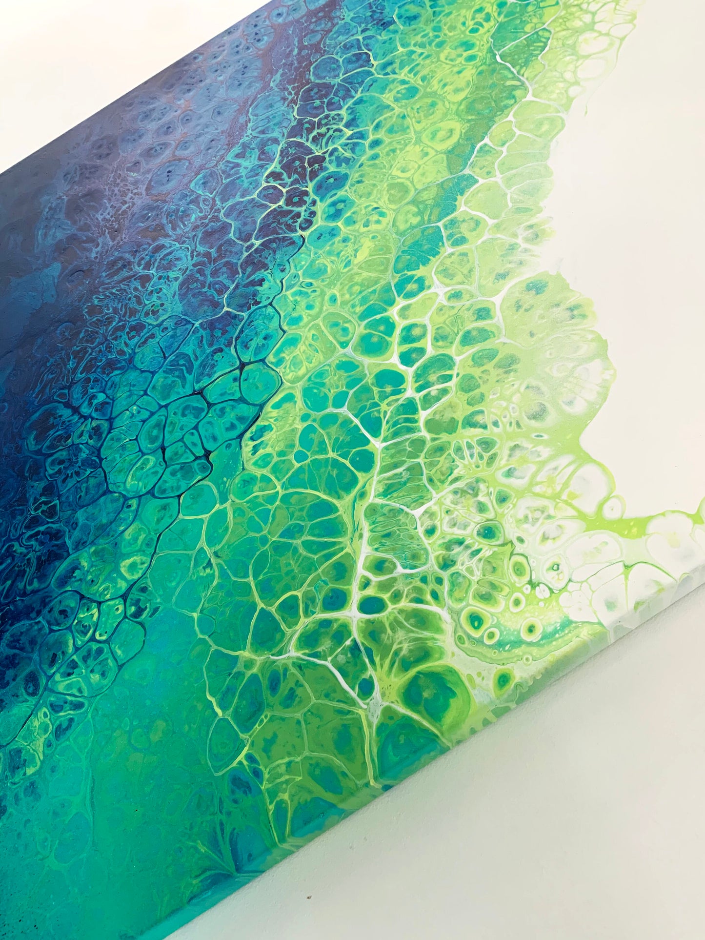 abstract ocean art yellow and blue fluid painting wall art home decor