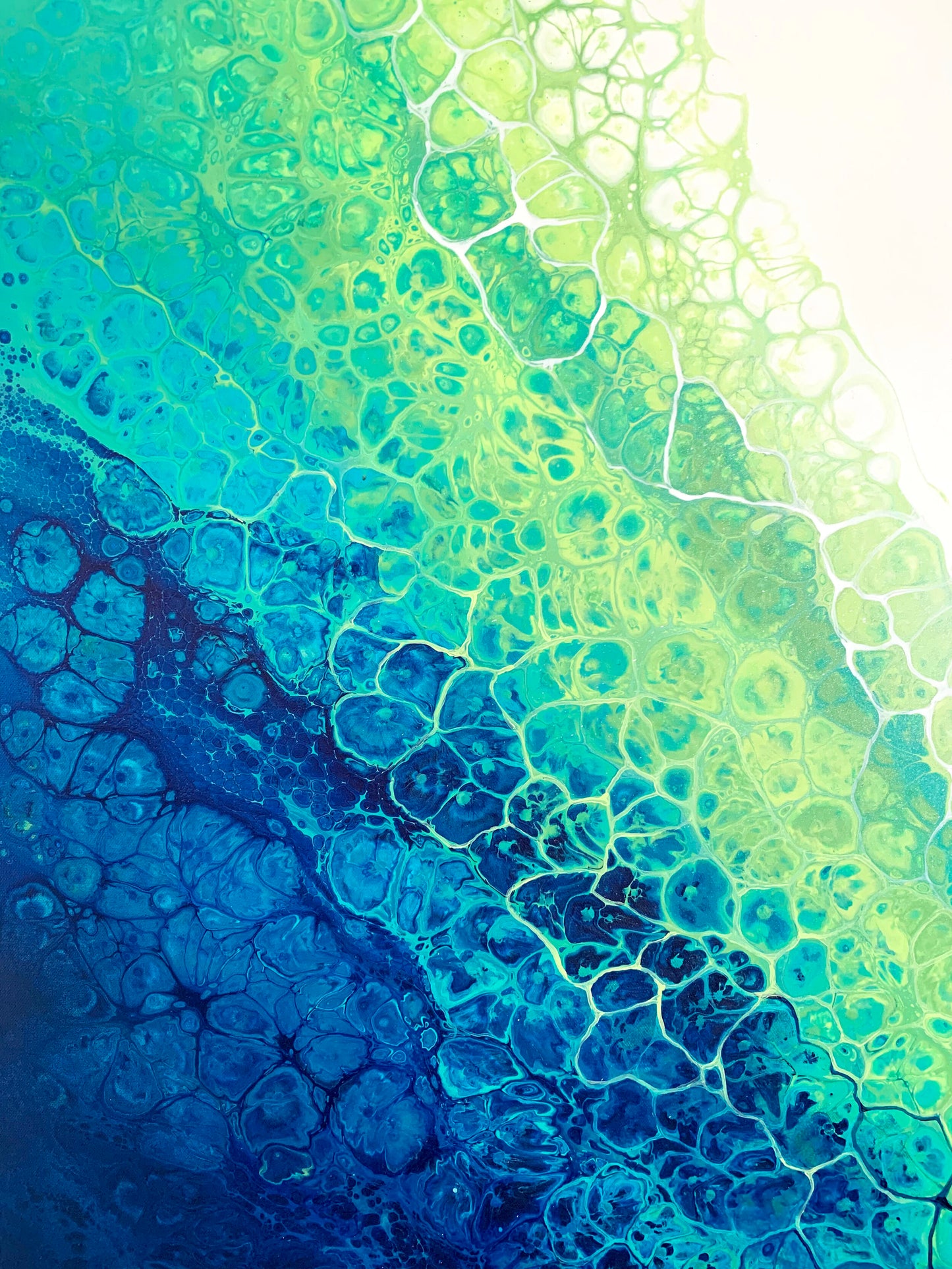 abstract ocean art yellow and blue fluid painting wall art home decor