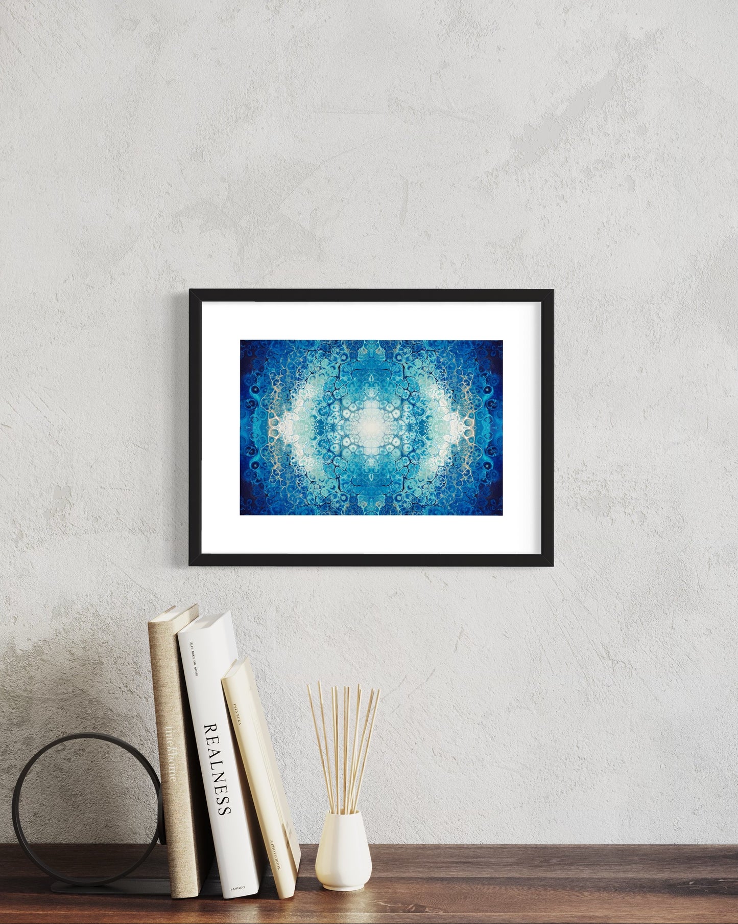 abstract ocean art blue fluid painting wall art home decor