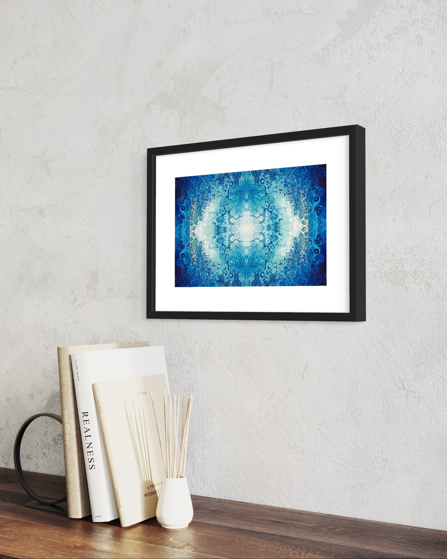 abstract ocean art blue fluid painting wall art home decor