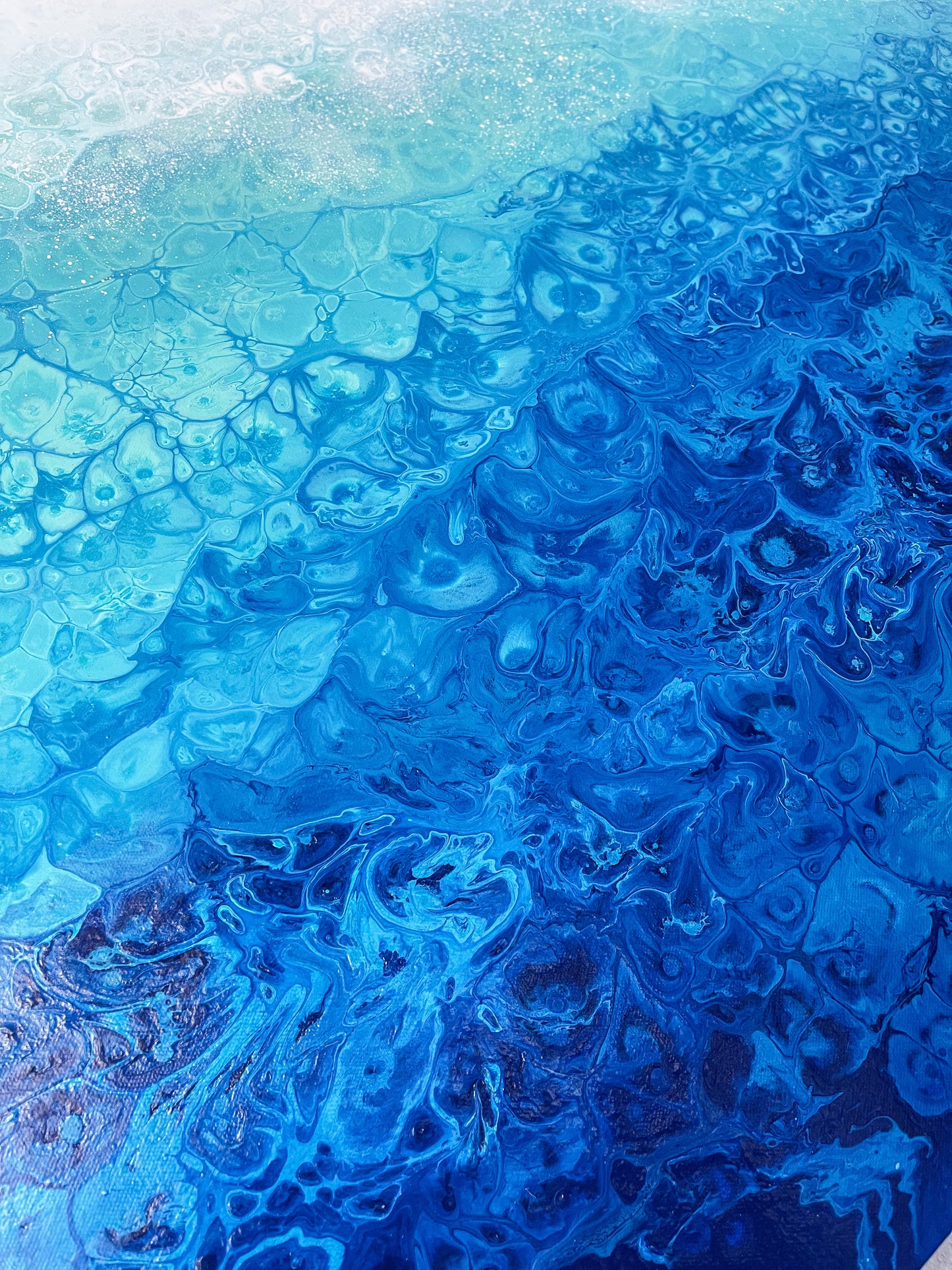 abstract ocean art blue fluid painting wall art home decor