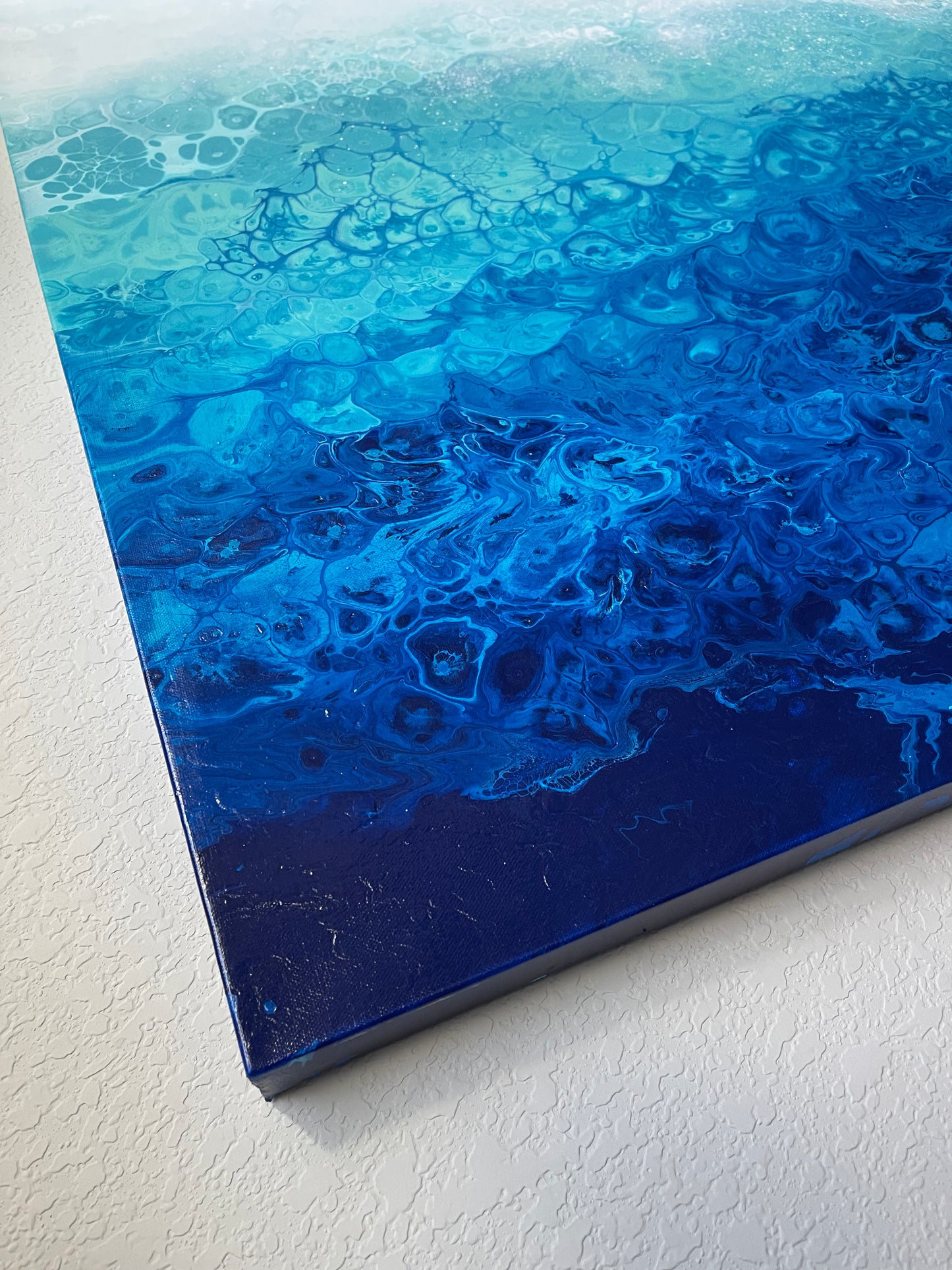 abstract ocean art blue fluid painting wall art home decor