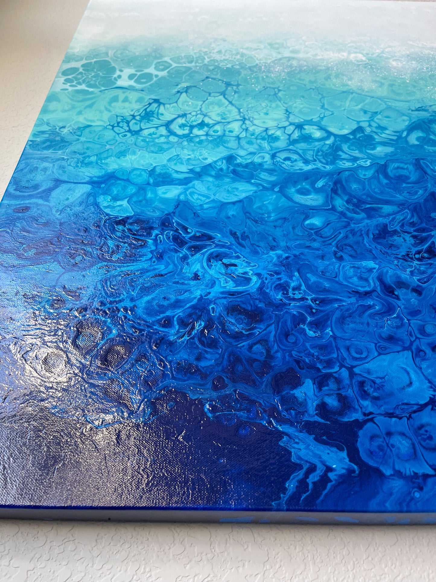 abstract ocean art blue fluid painting wall art home decor