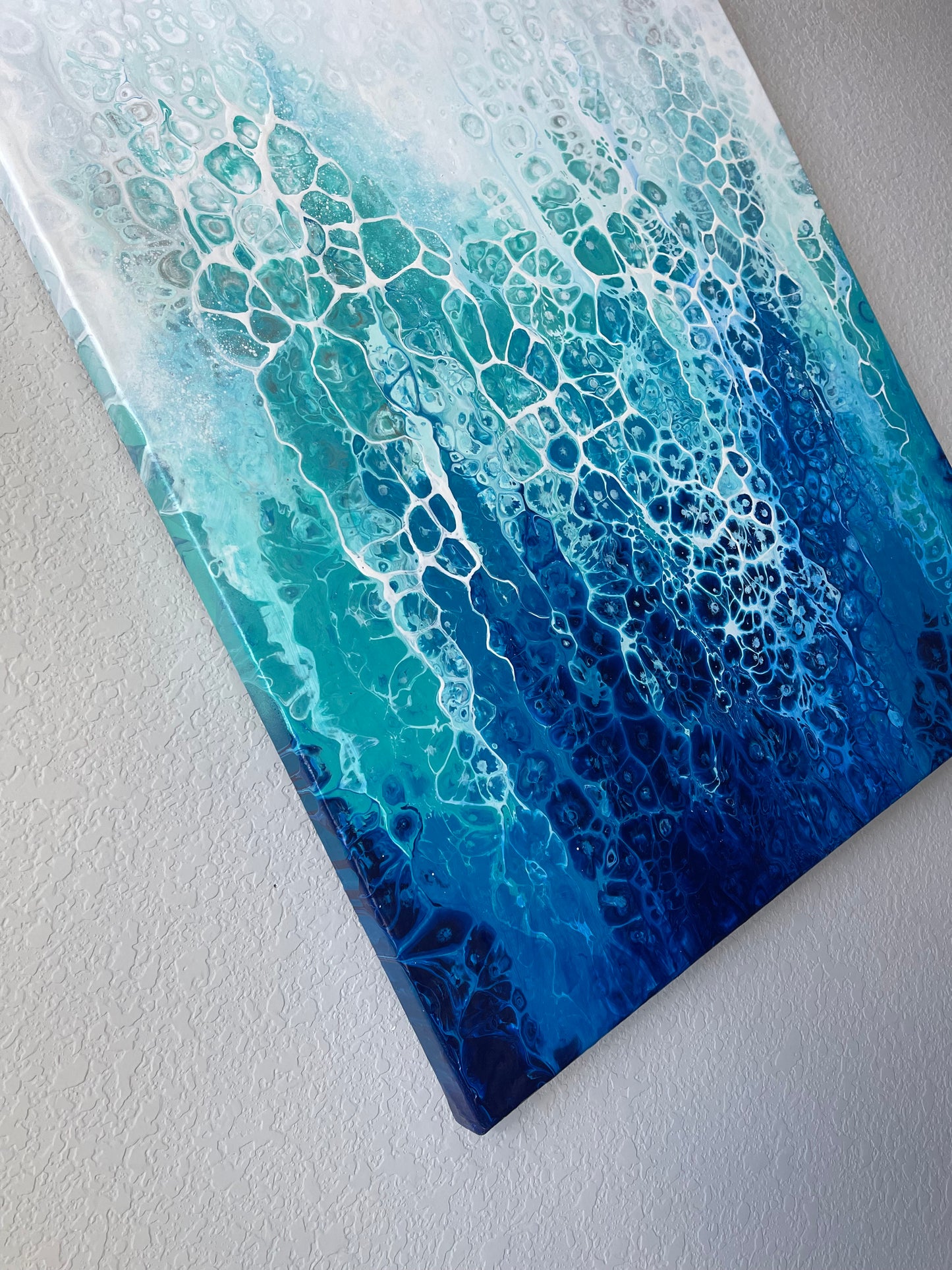 abstract ocean art blue fluid painting home decor wall art