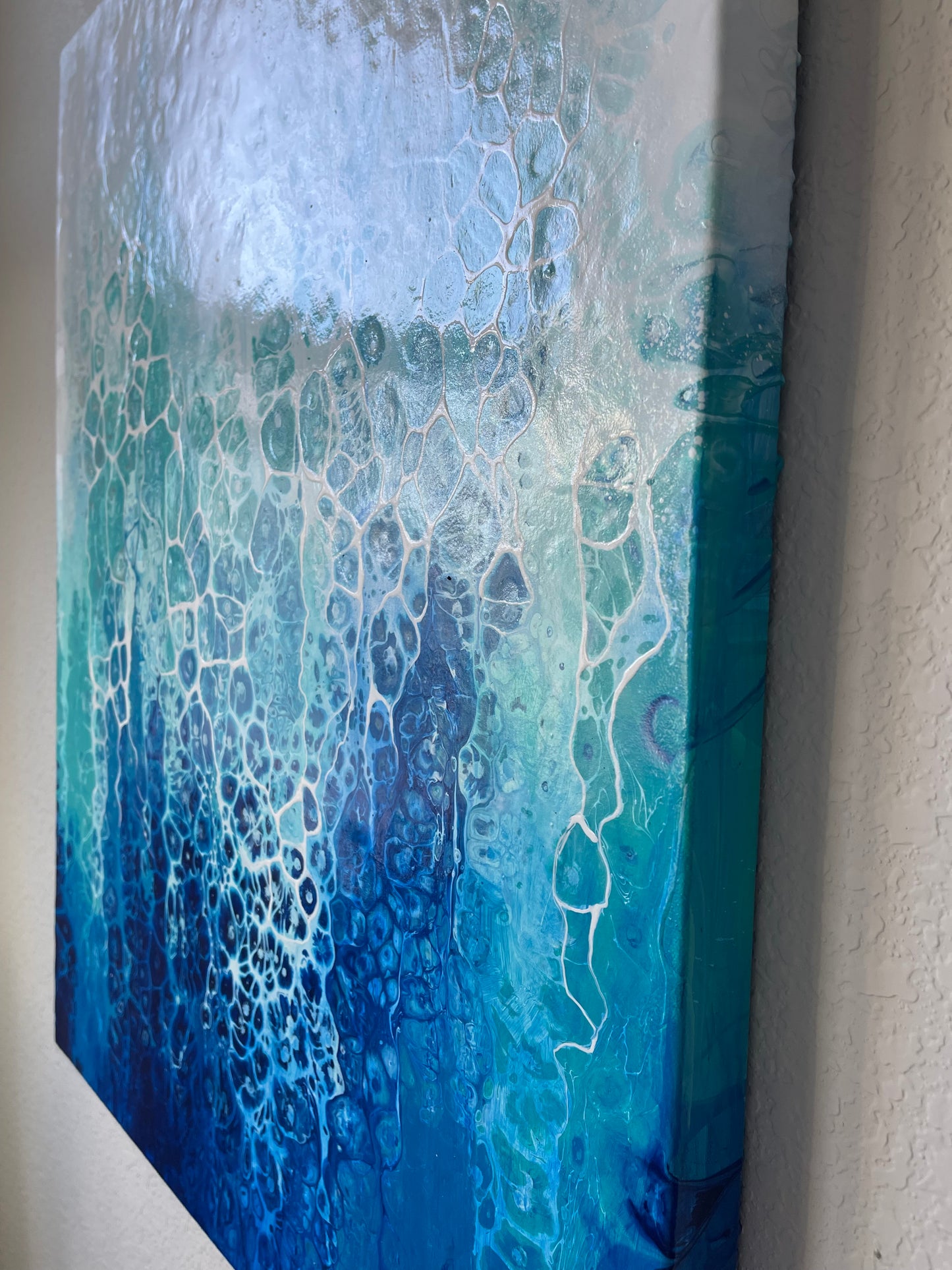 abstract ocean art blue fluid painting home decor wall art