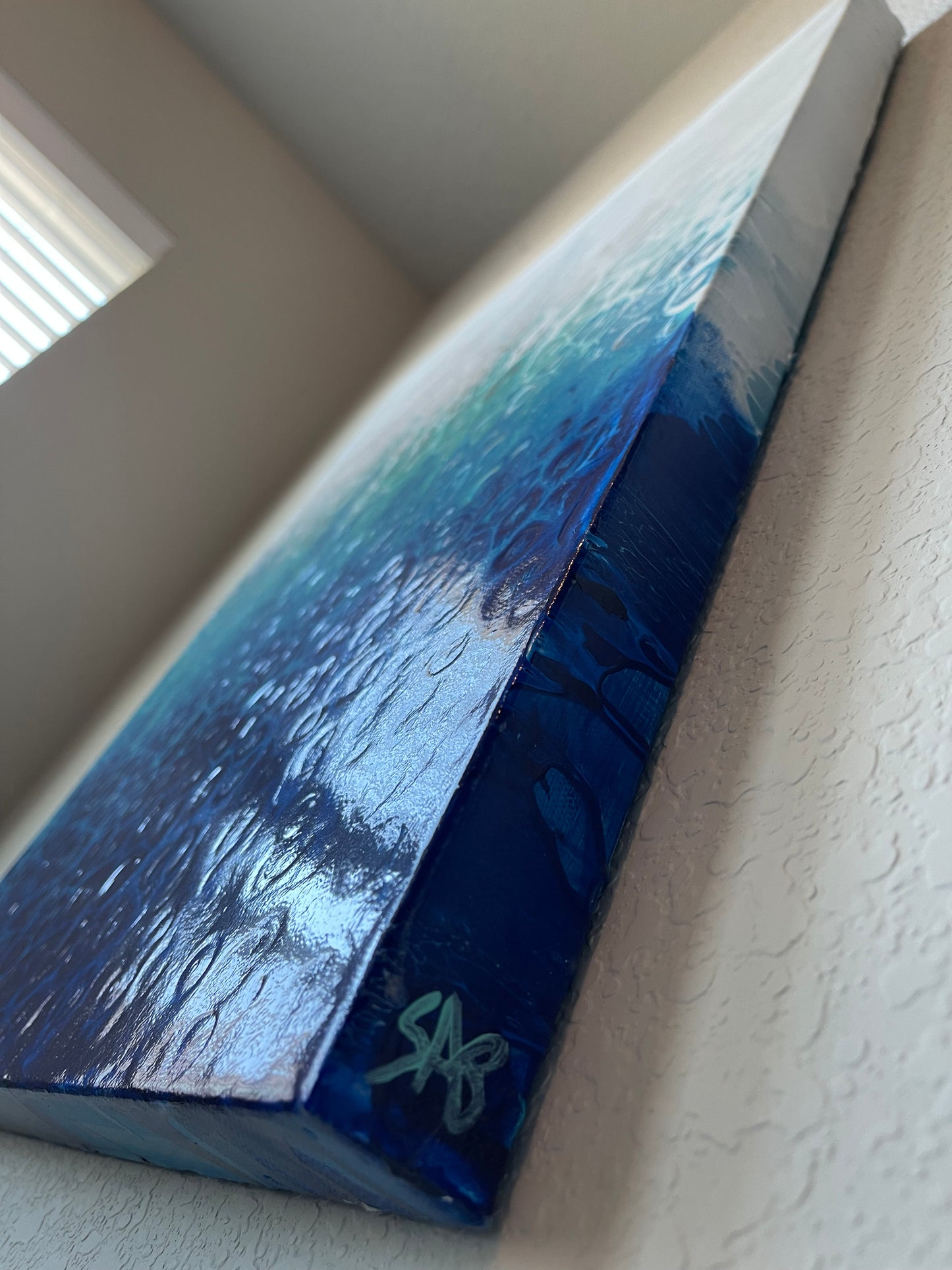abstract ocean art blue fluid painting abstract fluid blue painting, abstract art, home decor, wall art