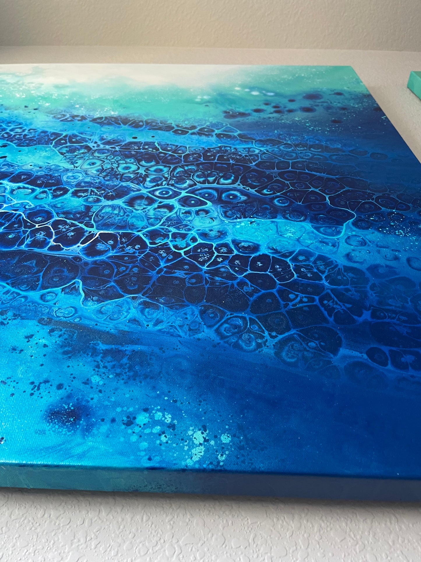 abstract ocean art blue fluid painting wall art home decor