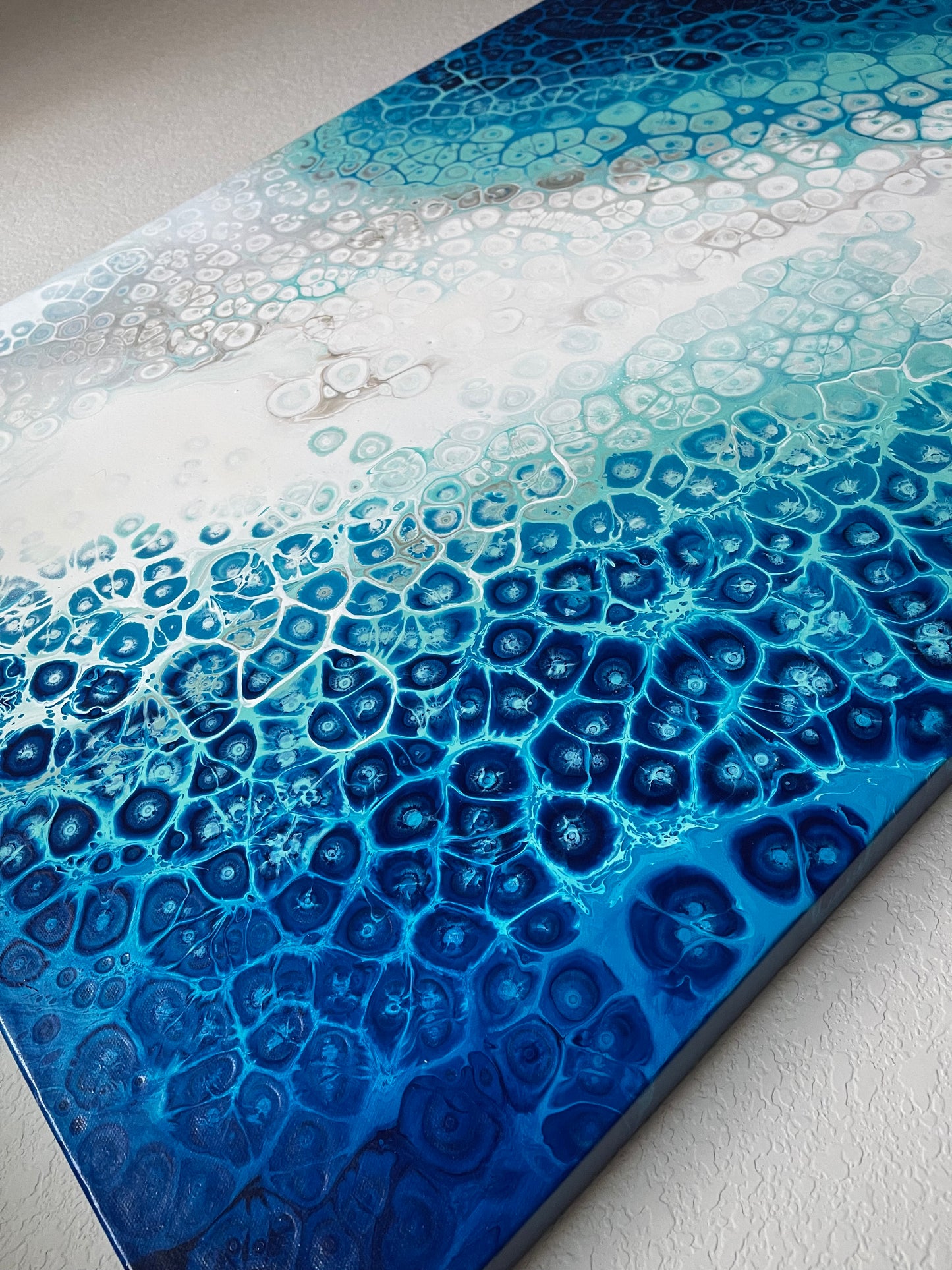 abstract ocean art blue fluid painting wall art home decor