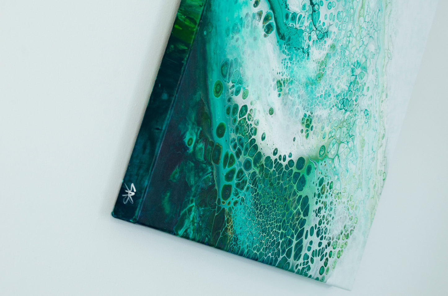 abstract ocean art green fluid painting