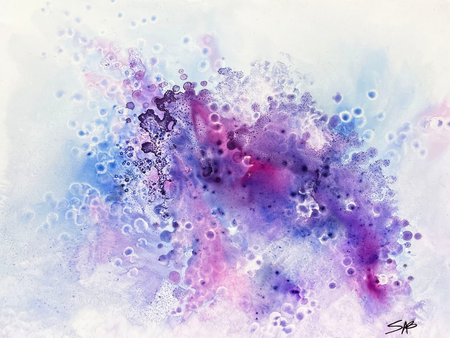 abstract purple and blue watercolor  painting, abstract art, home decor, wall art