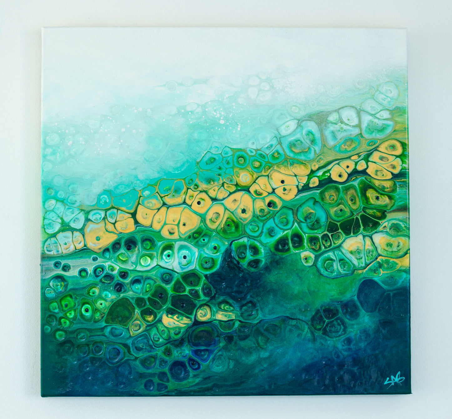 abstract ocean art green fluid painting wall art home decor