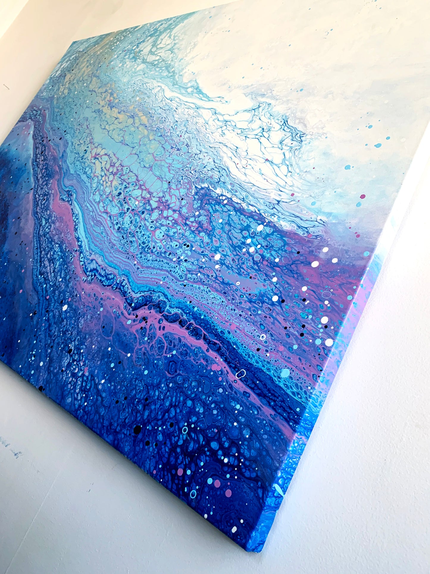 abstract ocean art blue fluid painting wall art home decor