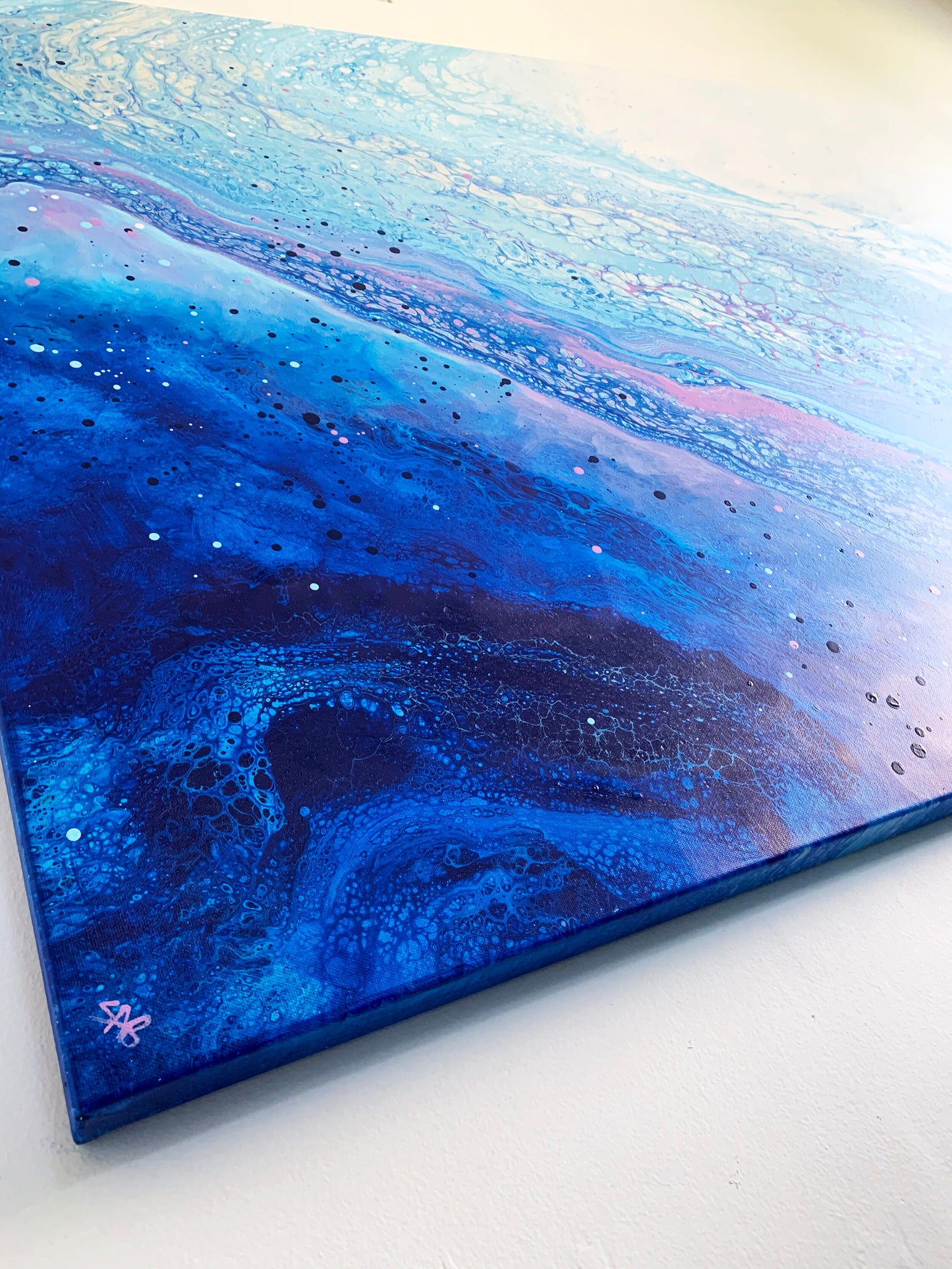abstract ocean art blue fluid painting wall art home decor