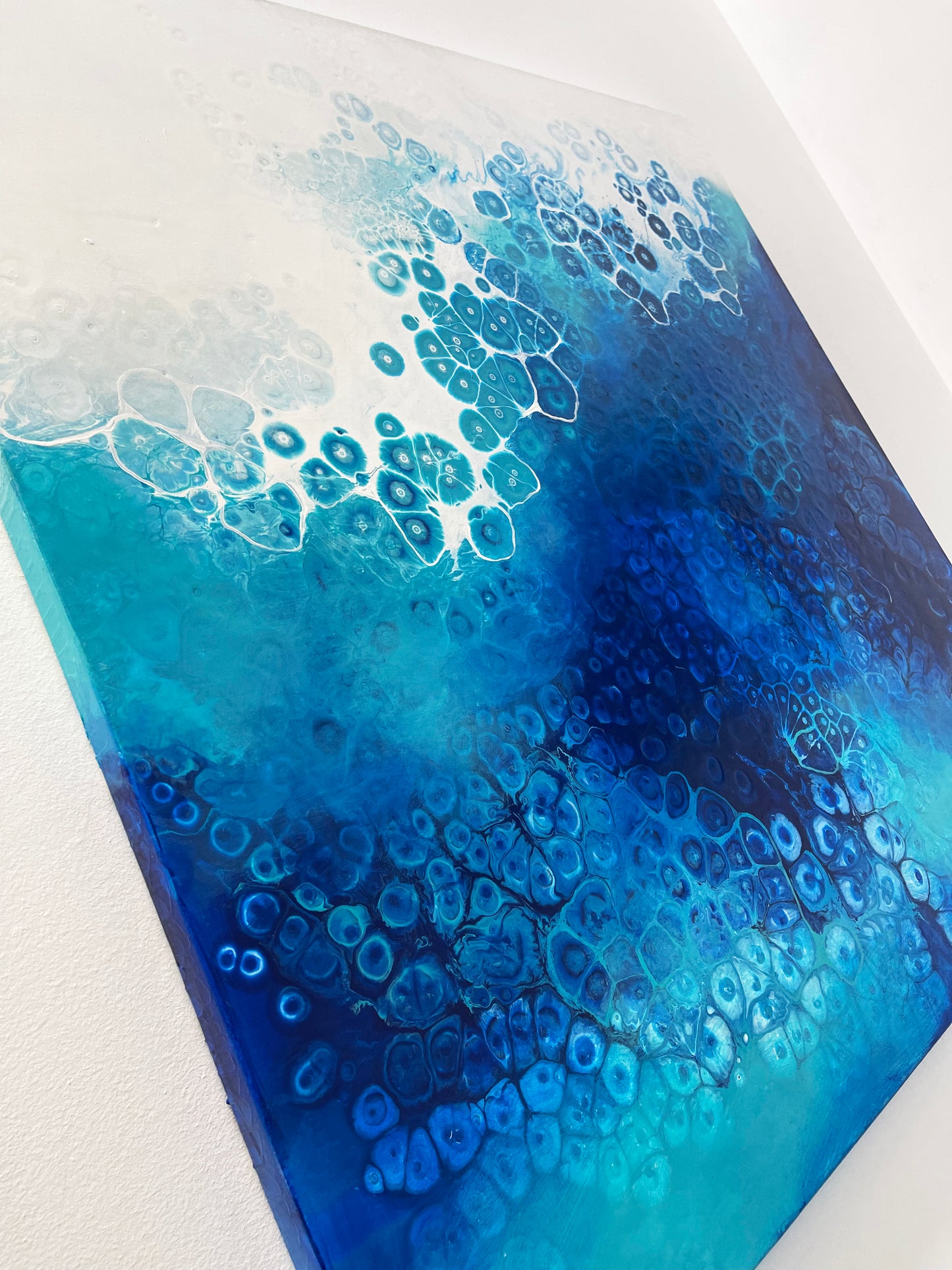 abstract ocean art blue fluid painting wall art home decor