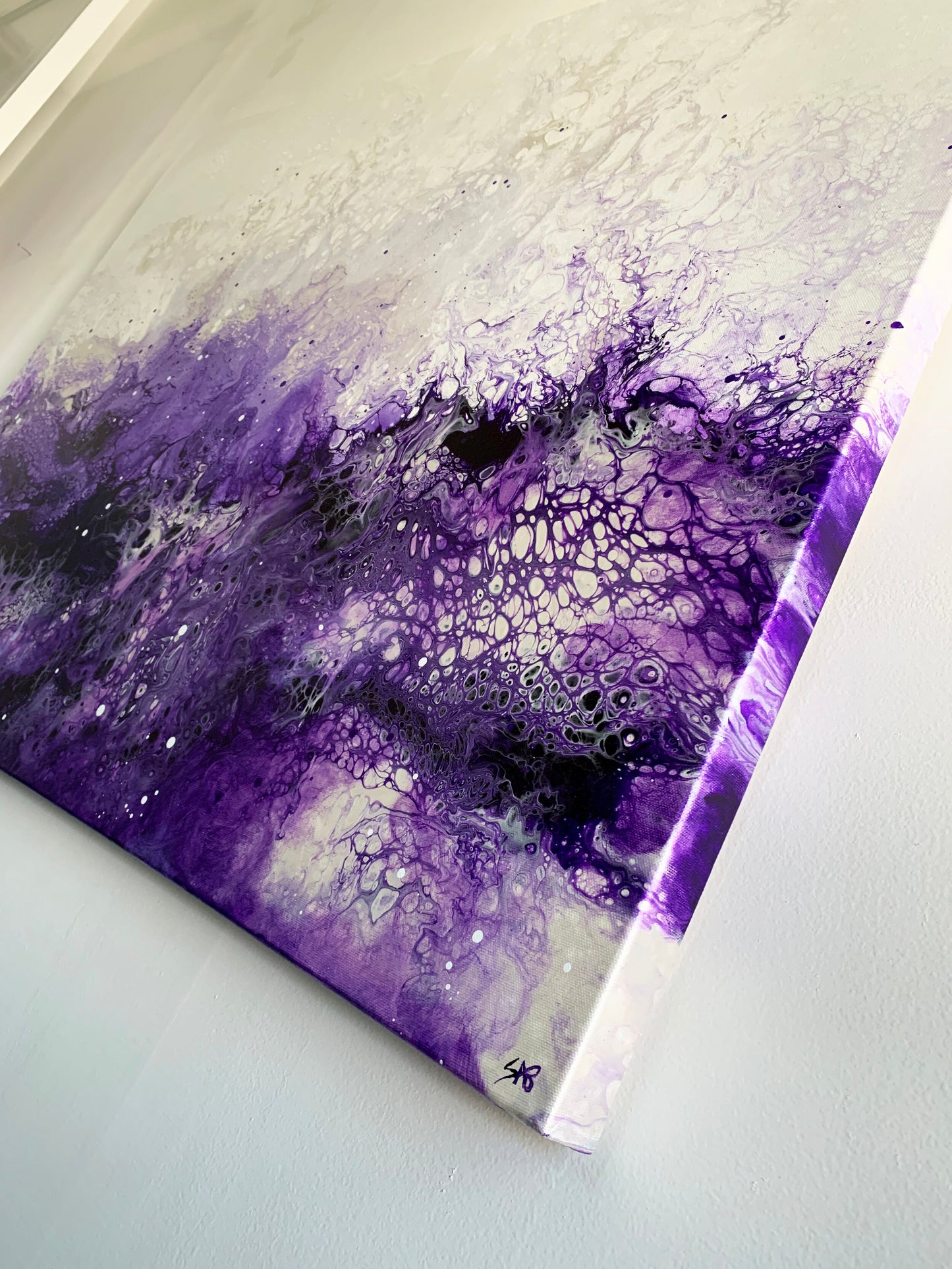 abstract ocean art purple fluid painting wall art home decor