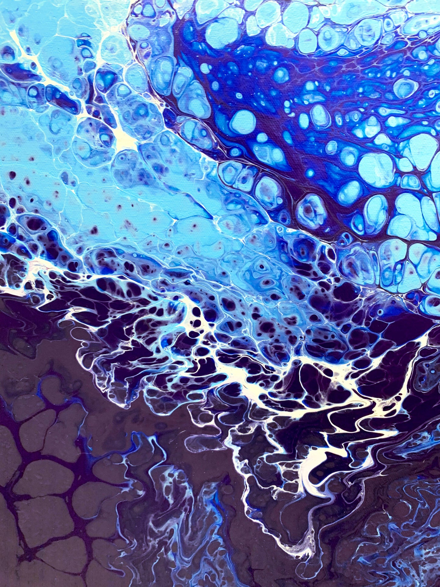 abstract ocean art blue fluid painting