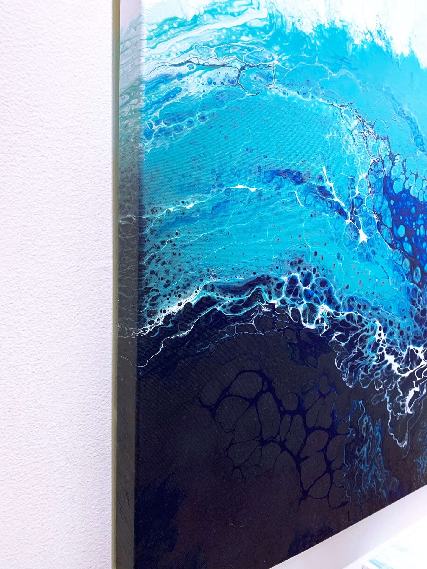 abstract ocean art blue fluid painting wall art home decor