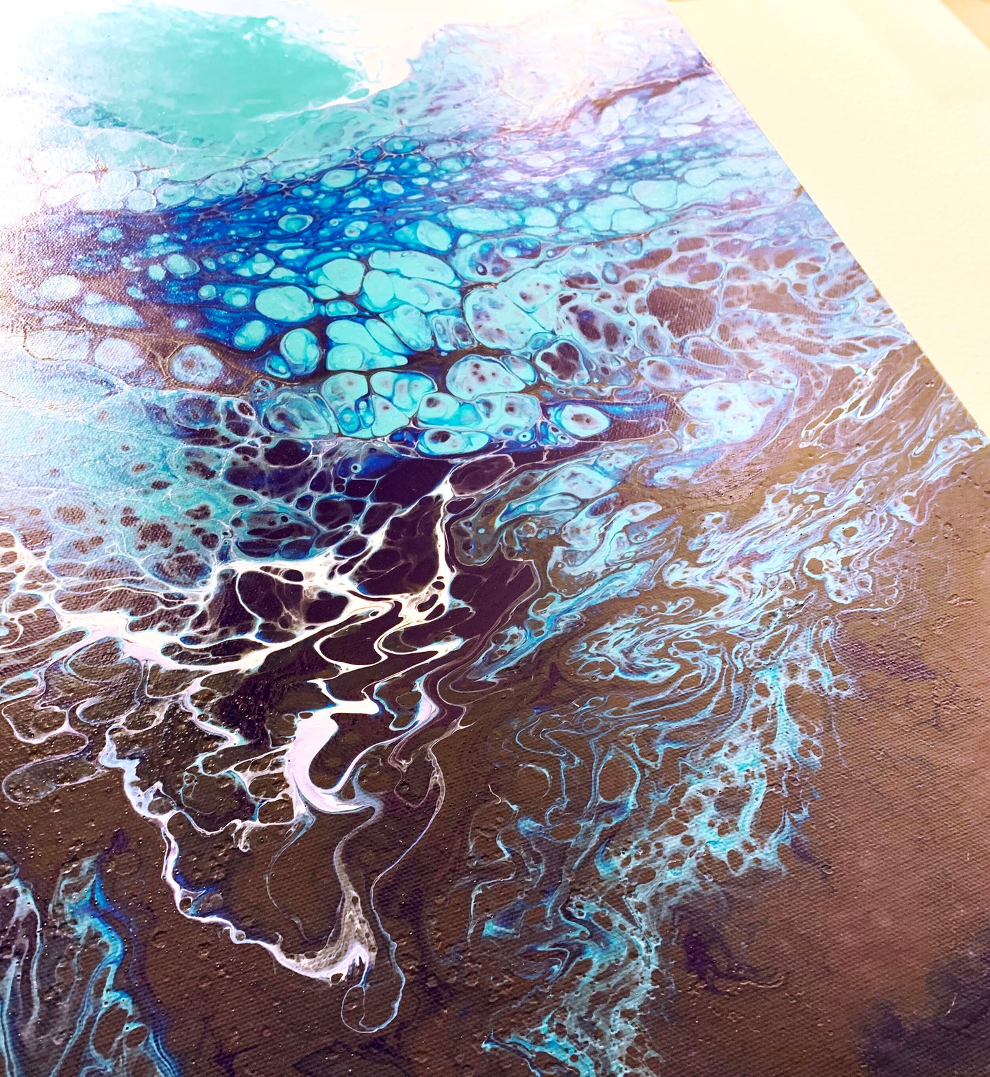 abstract ocean art blue fluid painting wall art home decor