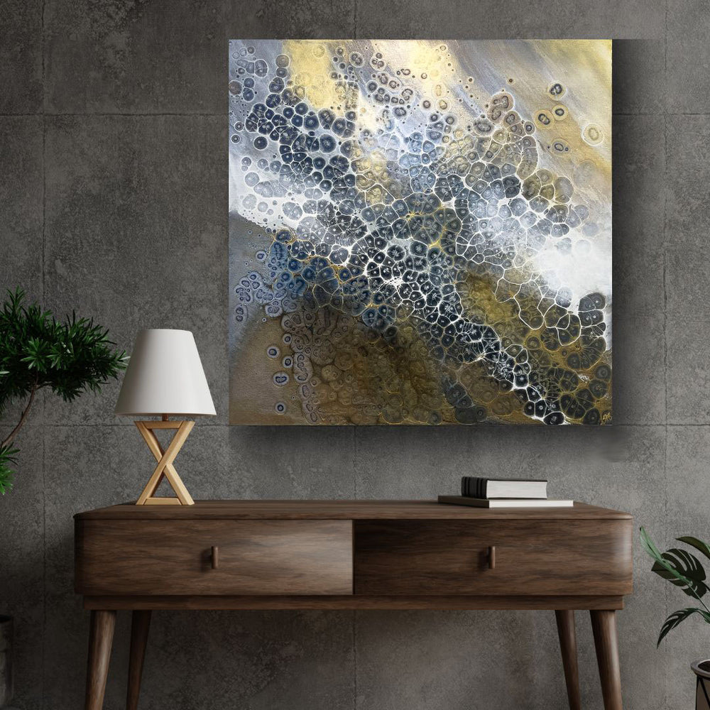 gold abstract fluid painting wall decor art 