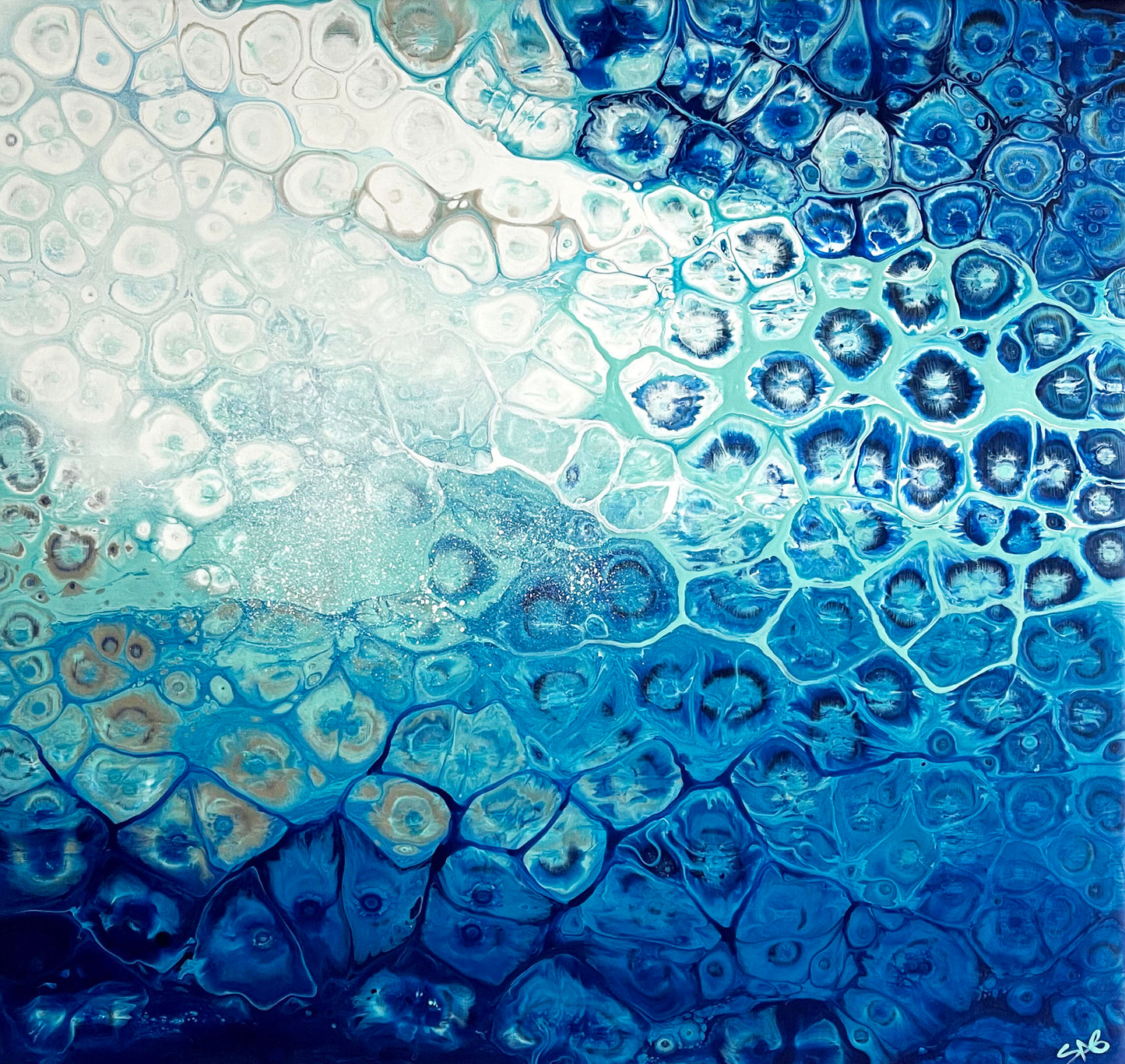 abstract blue painting ocean fluid artwork 