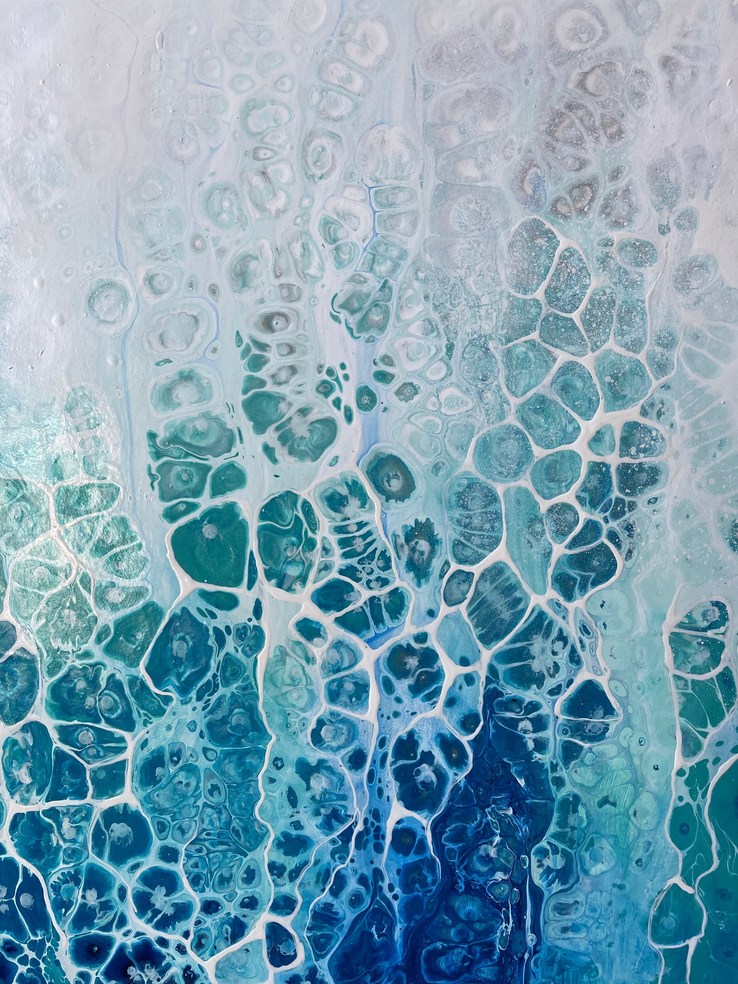 abstract ocean art blue fluid painting