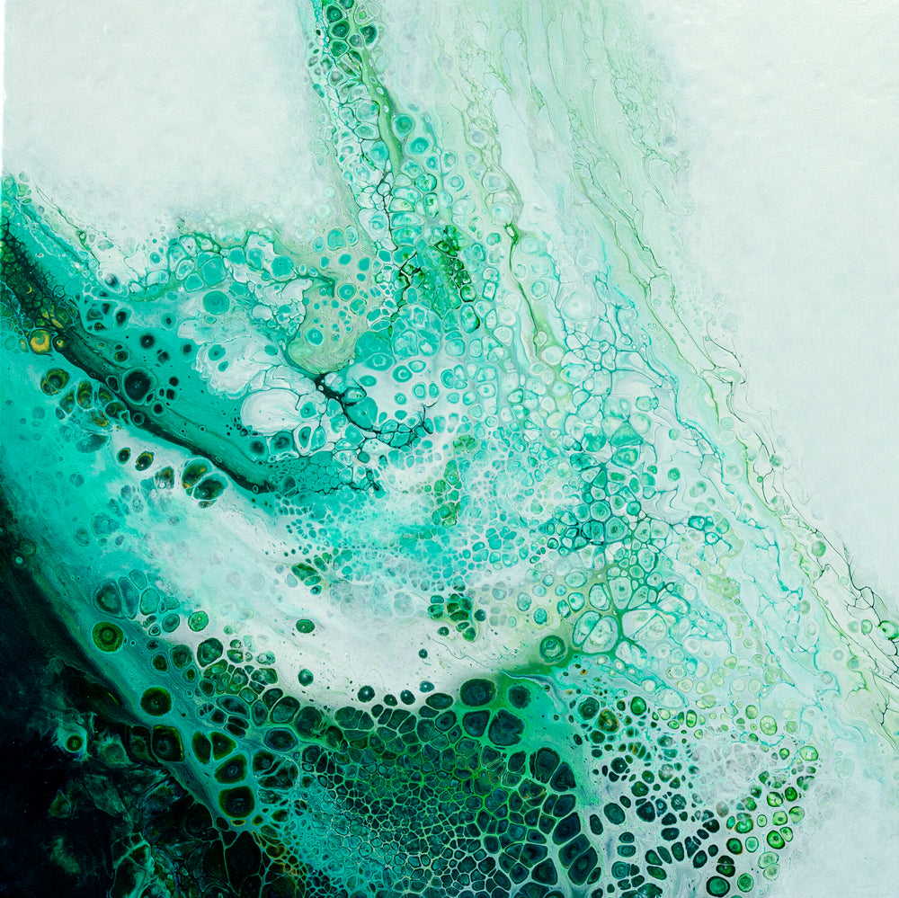 abstract ocean art green fluid painting