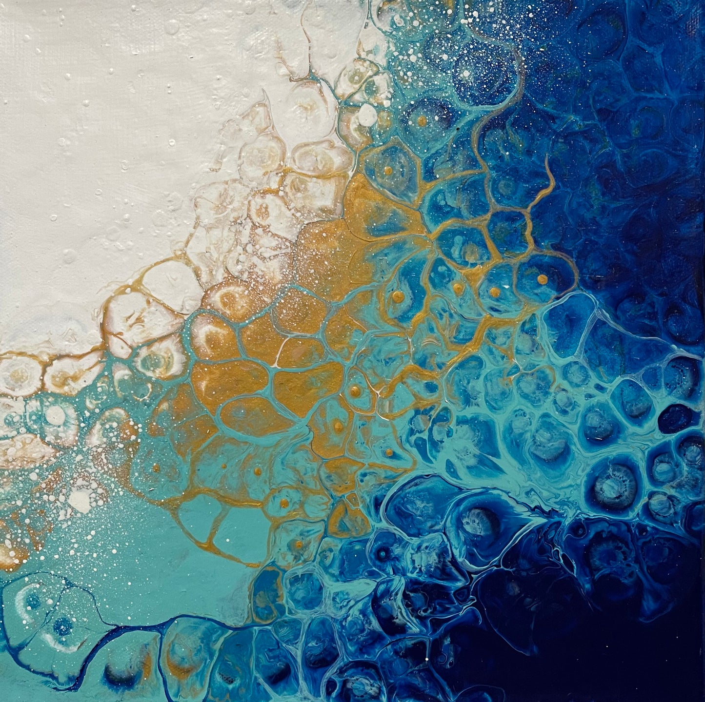abstract ocean art blue fluid painting