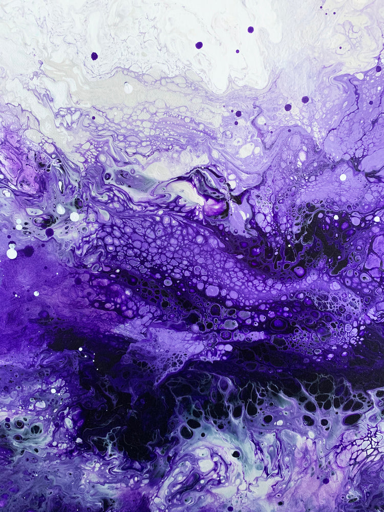 abstract ocean art purple fluid painting